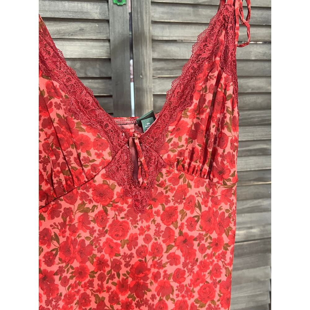 A New Day Red Floral Slip Maxi Dress Reformation Style NWT XS - Picture 6 of 13